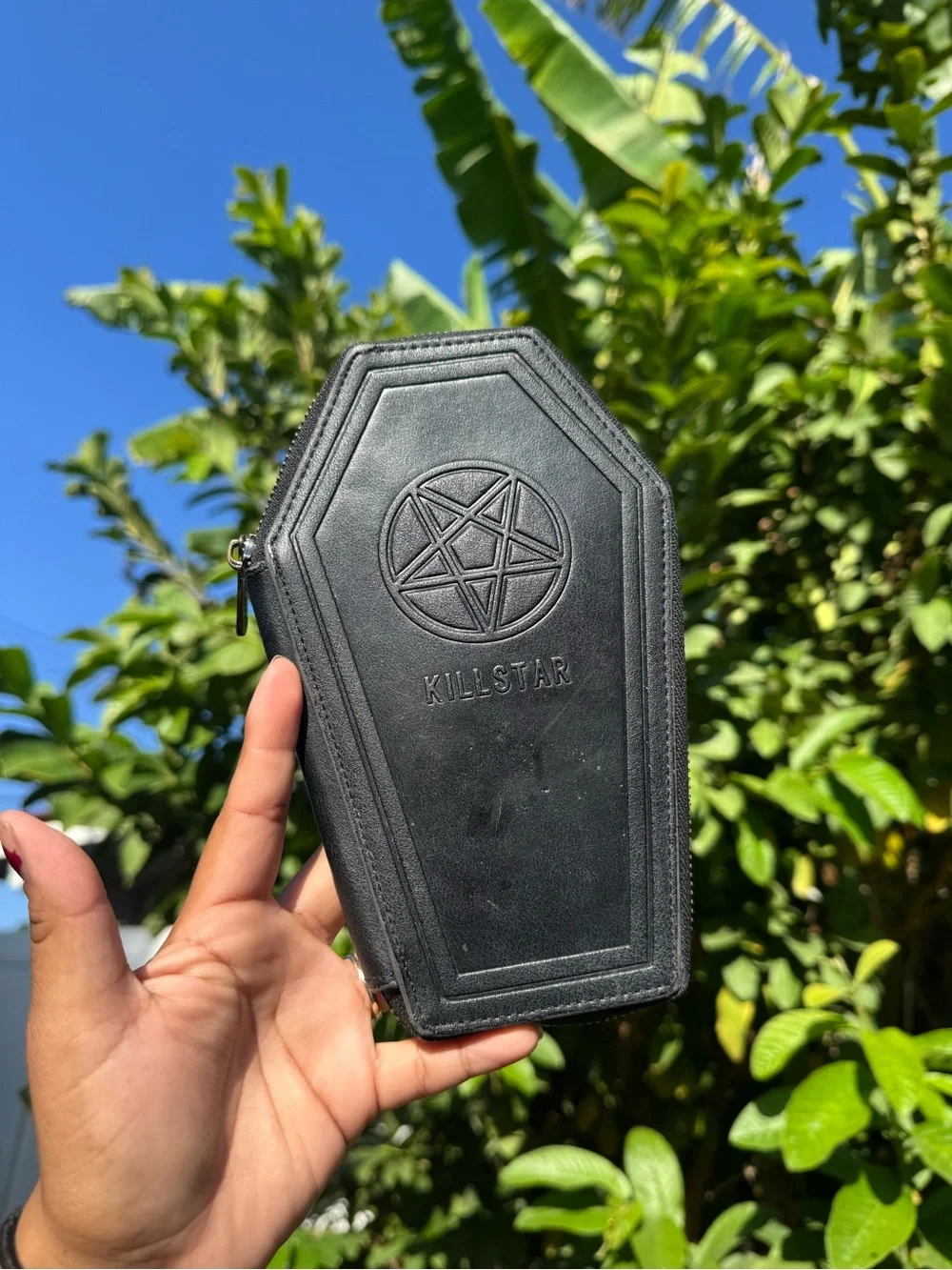 Killstar Black Coffin Wallet with Embossed Pentagram